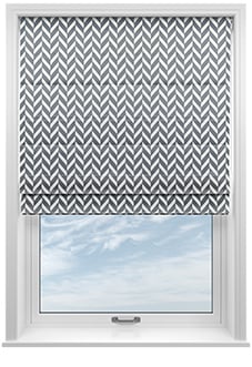 Chevron Stripe, Grey - Motorised Roman Blind
